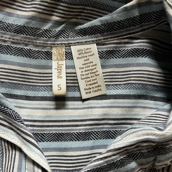 Striped Linen Tie Waist and Button Dress - Picture 2 of 3